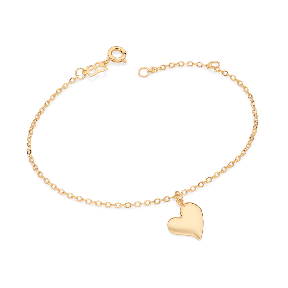 Pulseira Rommanel Pingente Coração Banhada a Ouro 18K Tam 19cm ajustável 17com Único 5521811900