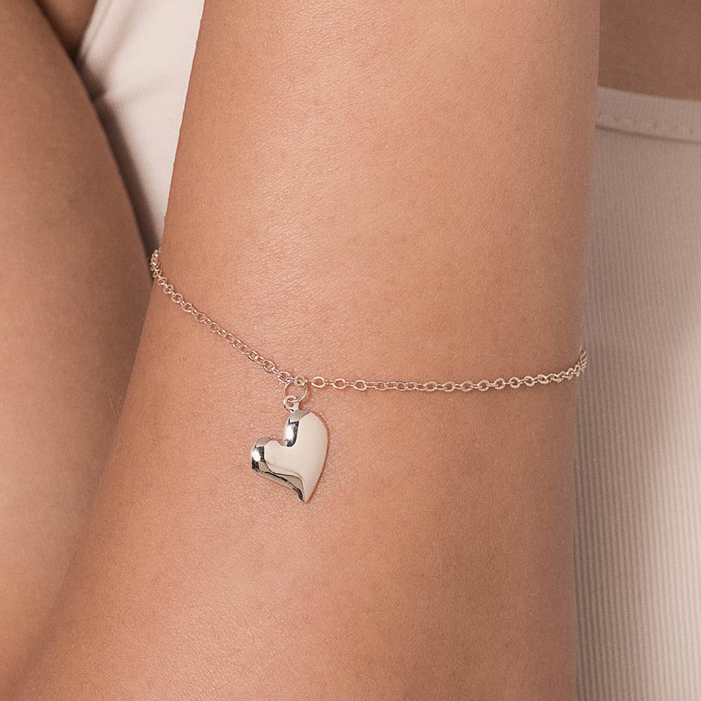 Pulseira Rommanel Pingente Coração Banhada a Ouro 18K Tam 19cm ajustável 17com Único 5521811900