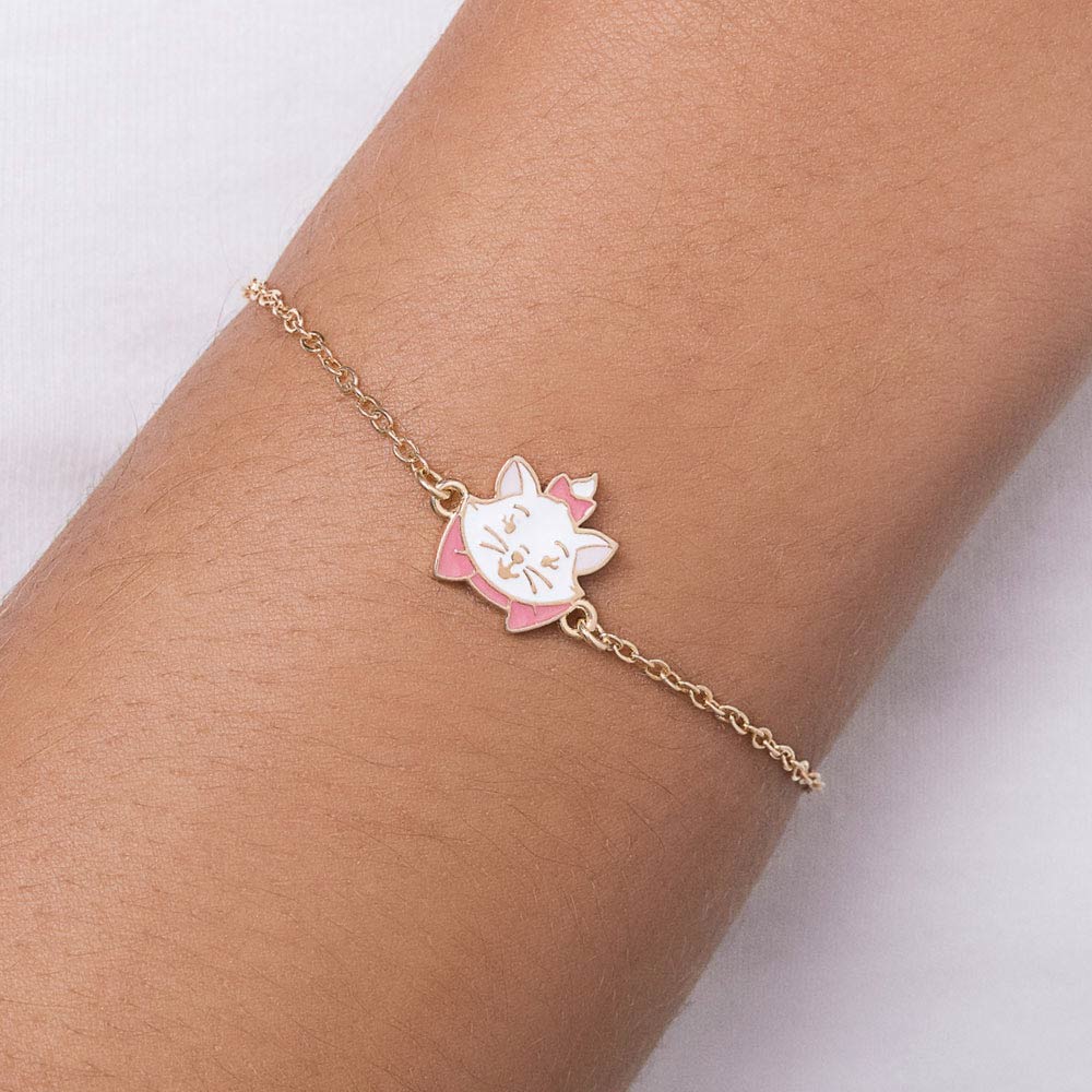 Rommanel Pulseira Gata Marie banhada a Ouro 18K com aplicação de resina rosa 5522151639 infantil