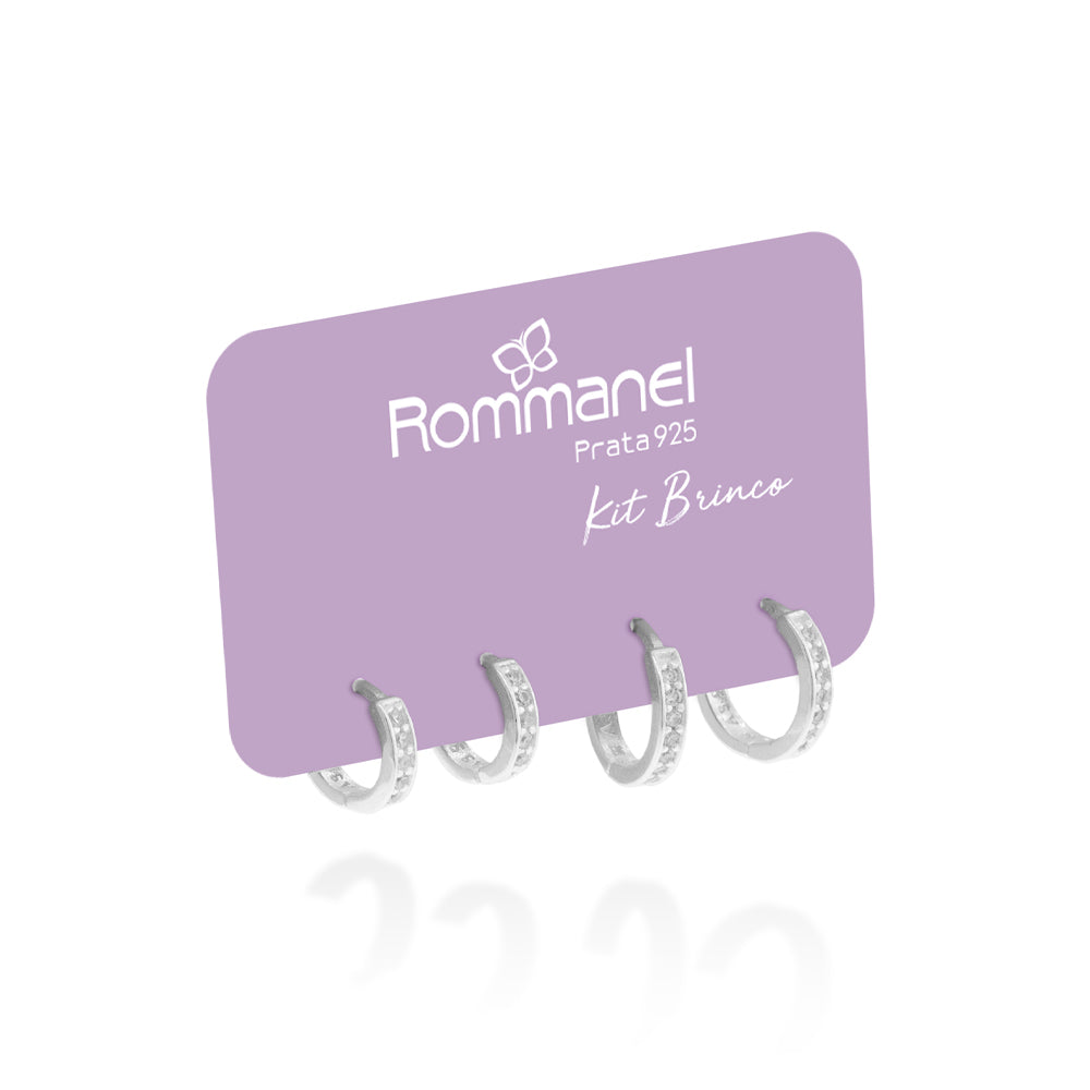 Kit Brinco Argolas Prata 925 com Zircônias Rommanel 8201710006