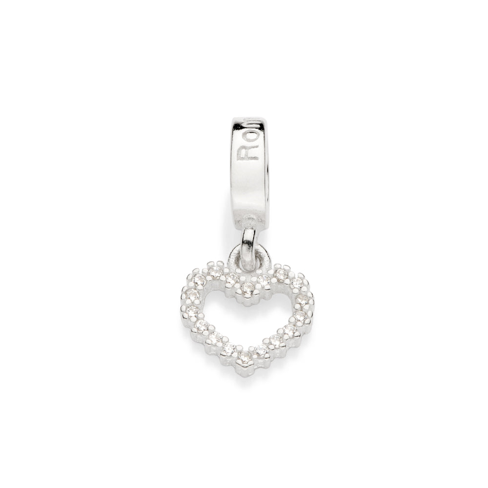 Berloque Rommanel coração Prata 925 com zircônias Tam Único 8400750006