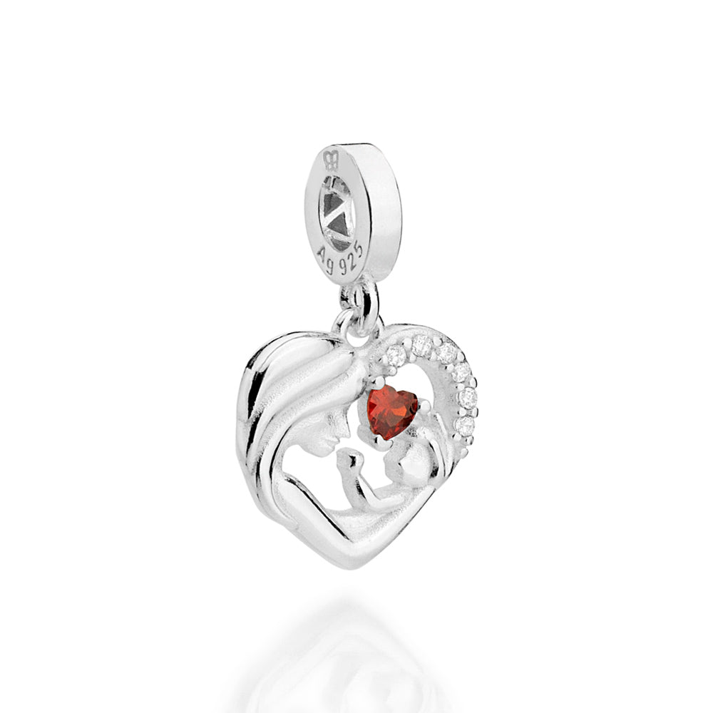 Berloque Rommanel mãe com filho à de Prata 925 vermelho Tam Único 8402350011